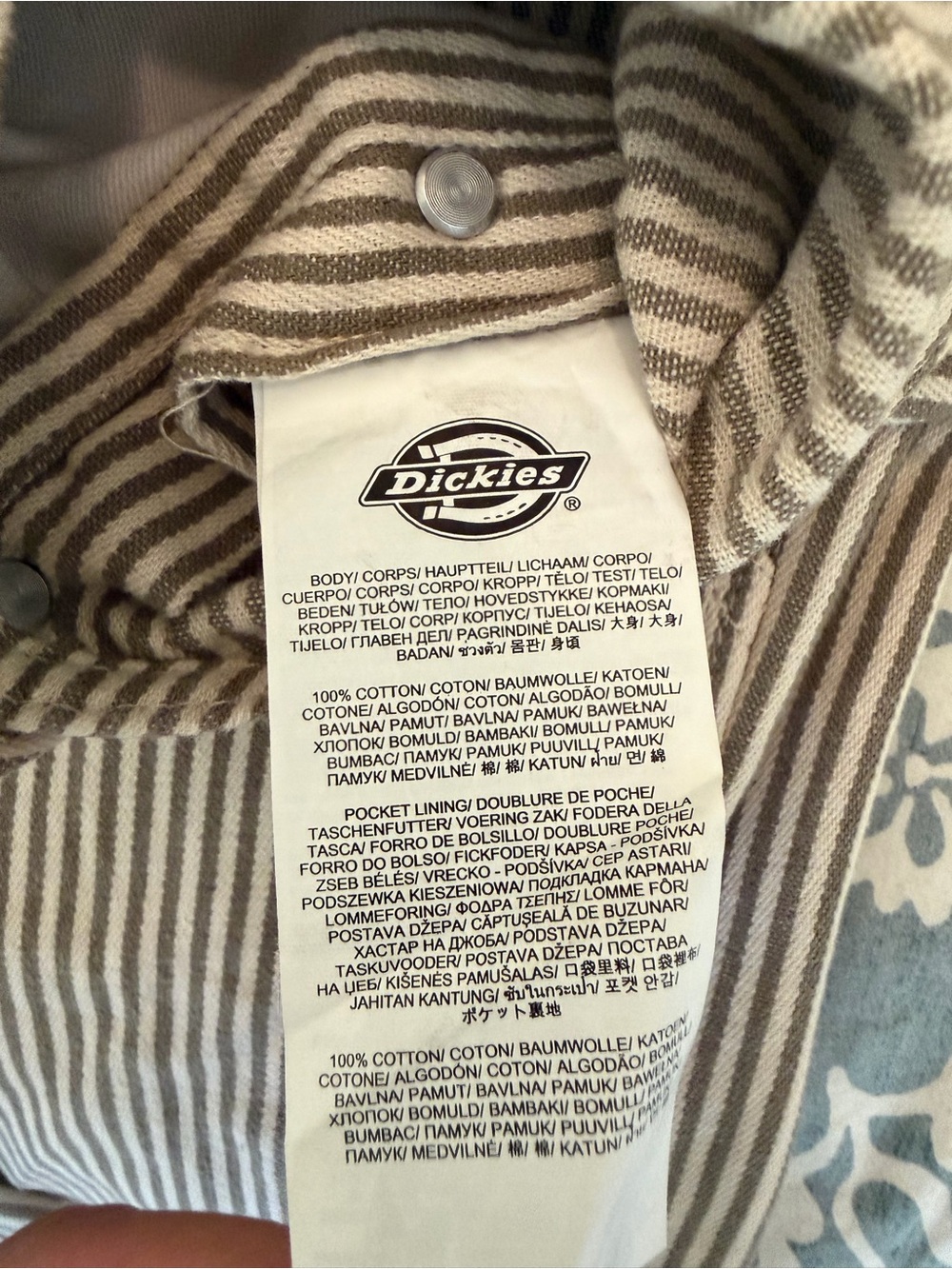 Dickies Beige and White Striped Bib Overalls Size XS - Picture 5 of 5